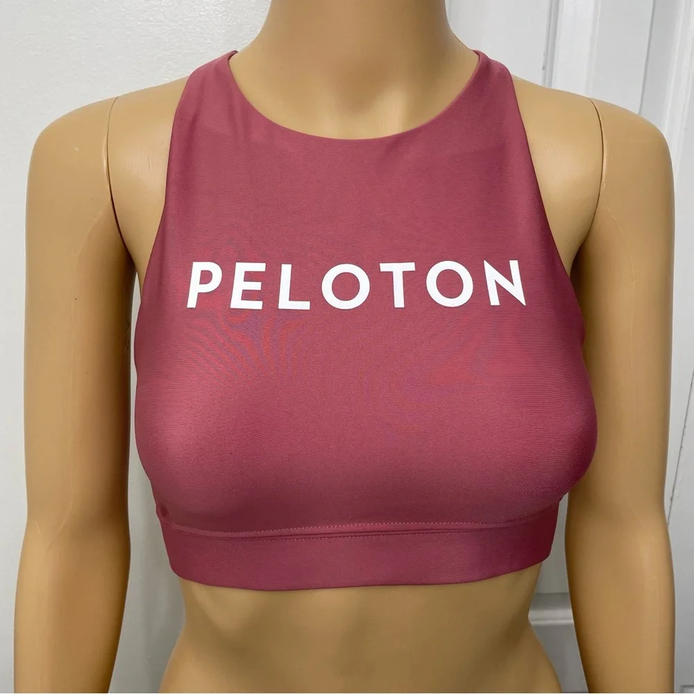 Peloton Mauve Rose Pink High-Neck High Support Performance Sports Bra size S - Picture 4 of 9